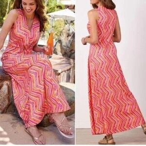 Soft Surroundings Giselli Sleeveless V-Neck Chevron Zigzag Dress